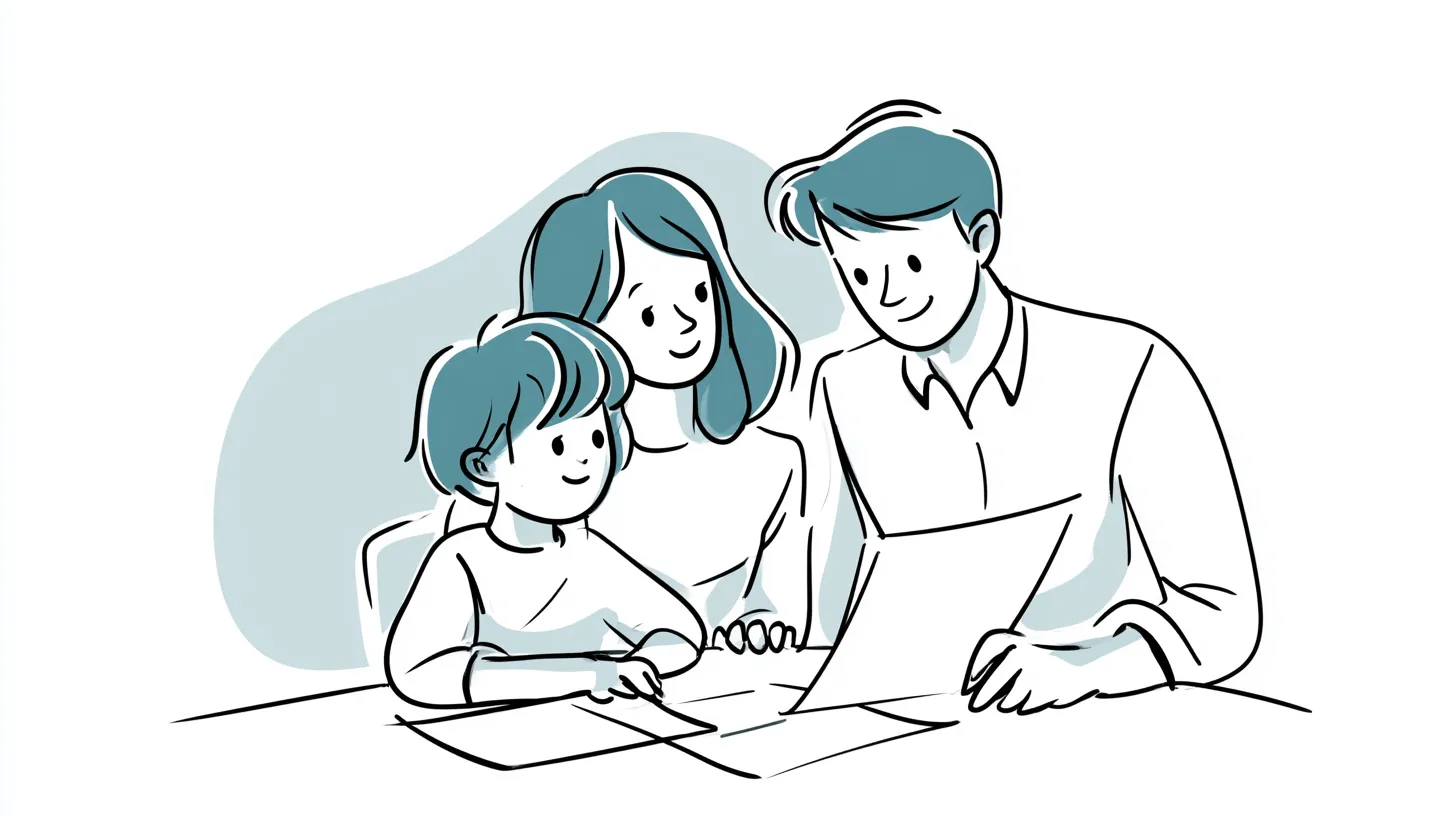 American family reviewing a personal loan budget together at their kitchen table